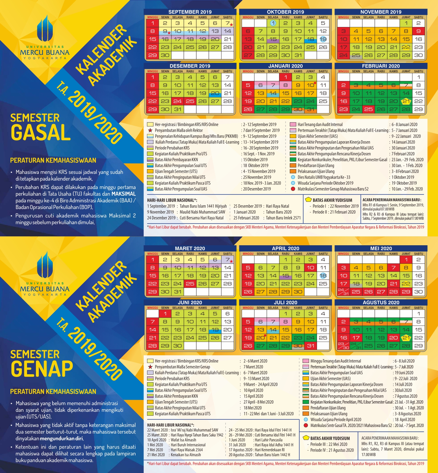 Kalender Akademik Ganjil/Genap 2019/2020 – Fakultas Psikologi