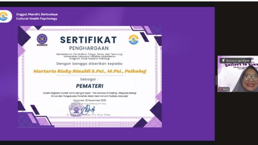 Dosen Psikologi UMBY Isi Kuliah Tamu di Universitas Udayana