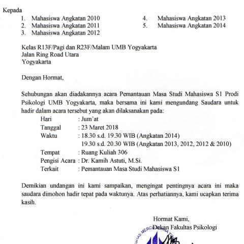 Psikologi S1 Kampus III : Pemantauan Masa Studi Mahasiswa Angkatan 2010 s.d. 2014