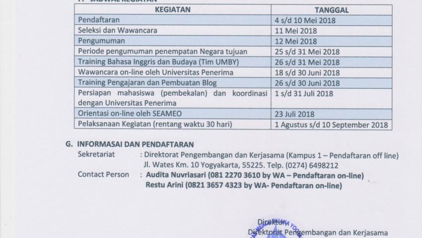 KKN INTERNATIONAL UMBY 2018 - SEAMEO