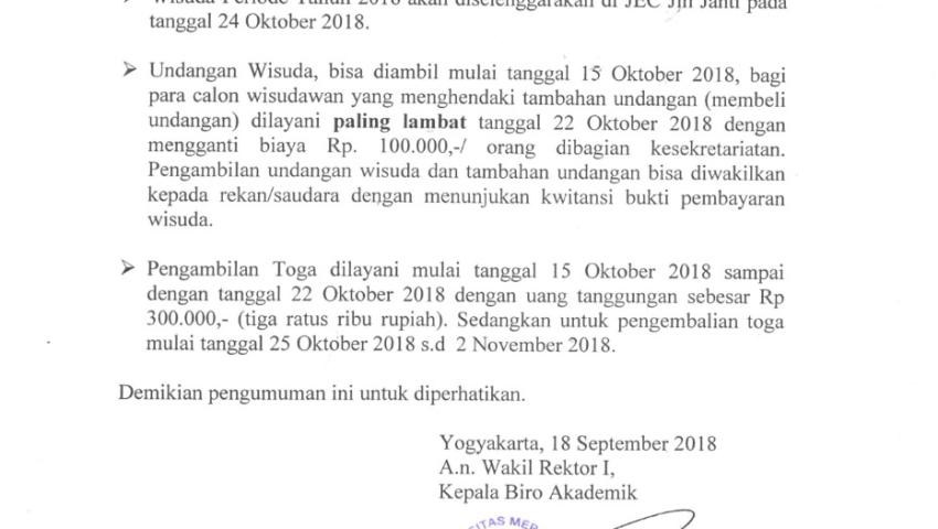Psikologi: Pengumuman Tempat dan Undangan Wisada Periode Oktober 2018