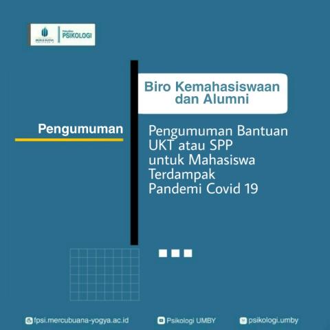 PENGUMUMAN: Bantuan UKT kepada Mahasiswa UMBY Semester 3,5 & 7 yang Terdampak Covid di Semester Gasal 2020 / 2021